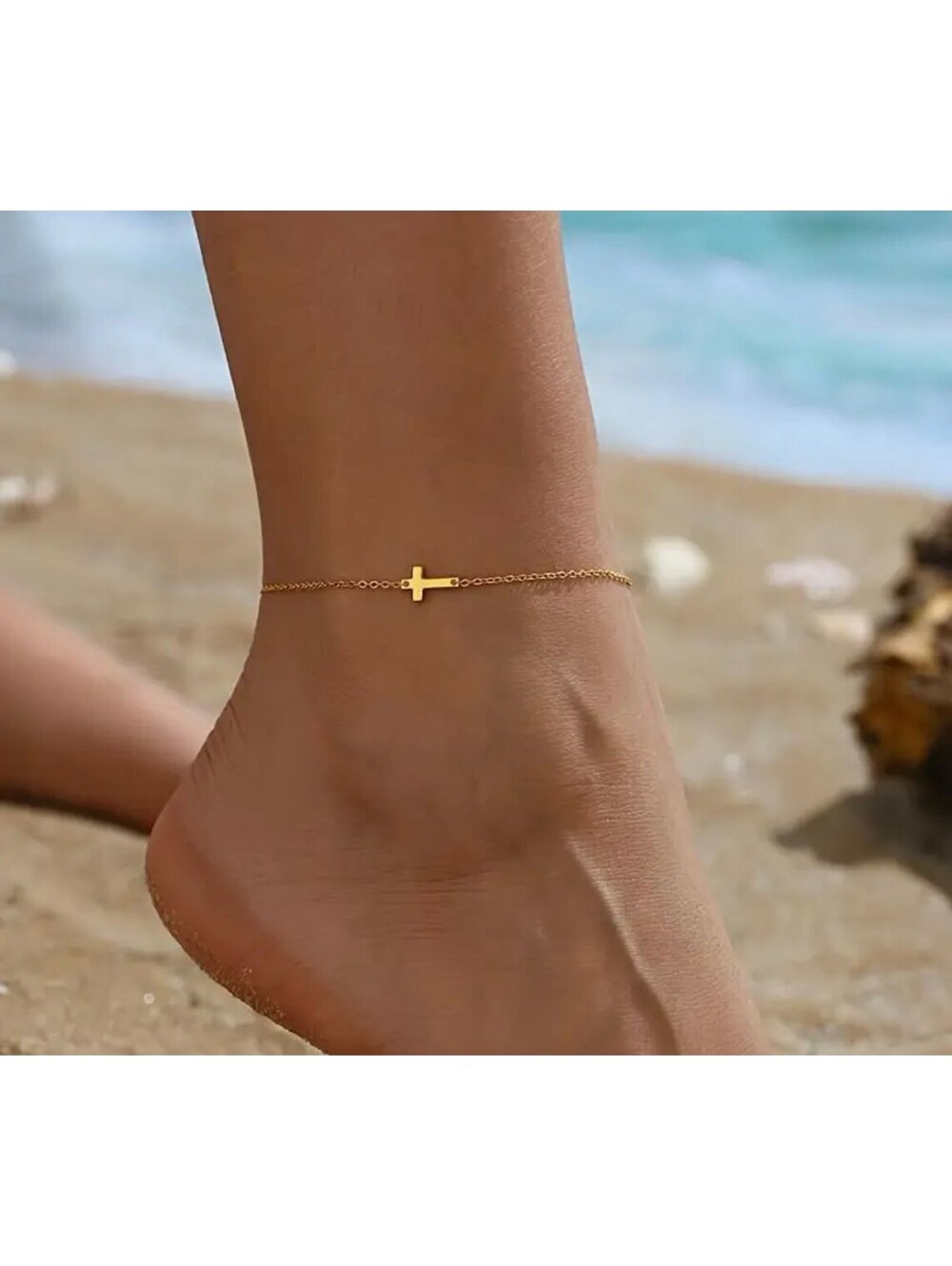 New - Simple and Elegant Golden Cross Anklet